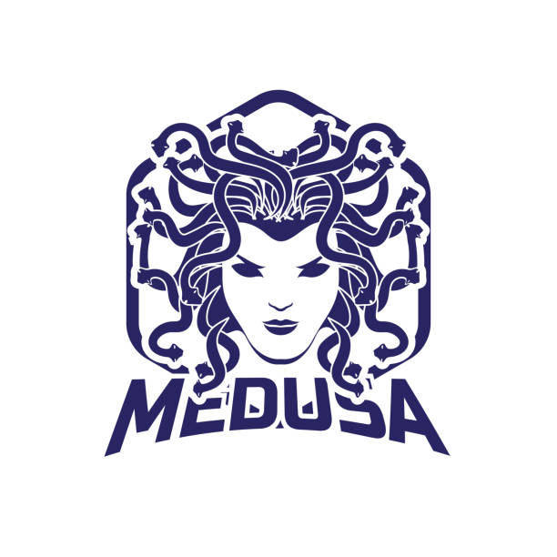 美杜莎或蛇毛徽章為您的企業，向量插圖 - medusa 幅插畫檔、美工圖案、卡通及圖標
