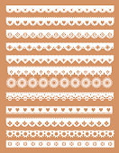 Mega set  of scallop lace borders. Vector illustration in vintage style