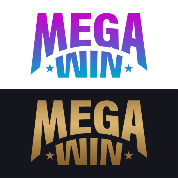 Mega Win. Text Element Design. Vector illustration Mega Win. Text Element Design. Vector illustration winning lottery ticket stock illustrations