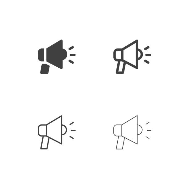 megaphon icons - multi serie - ankündigung stock-grafiken, -clipart, -cartoons und -symbole