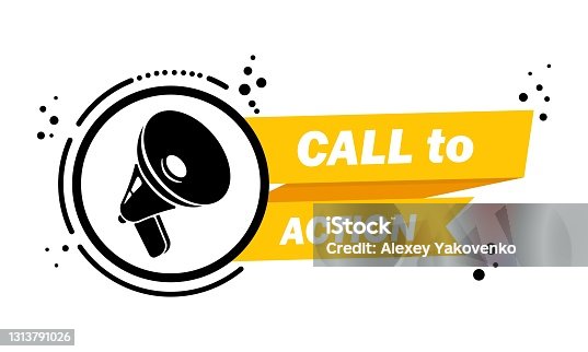 istock Megaphone with Call to action speech bubble banner. Loudspeaker. Label for business, marketing and advertising. Vector on isolated background. EPS 10 1313791026