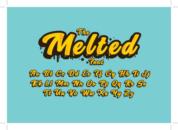 Melted alphabet Vector of stylized melted font and alphabet cheese stock illustrations