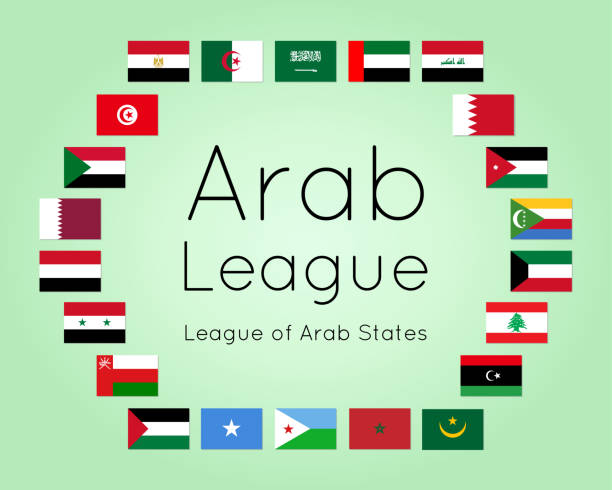 państwa członkowskie ligi arabskiej, wektorowy zestaw flag państw - comoros stock illustrations