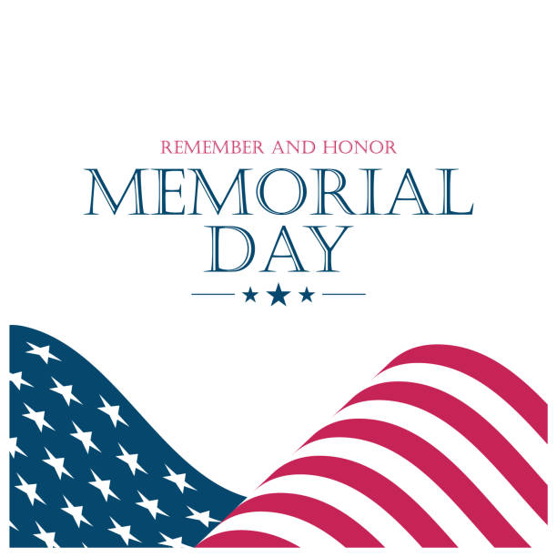 usa memorial day świętować zestaw kart z machając flaga narodowa stanów zjednoczonych. - memorial day stock illustrations