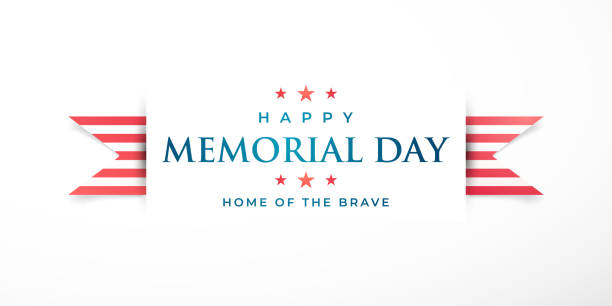 Memorial Day in United States. Home of the brave. Horizontal banner with striped ribbon and greeting text. Vector illustration. Memorial Day in United States. Home of the brave. Horizontal banner with striped ribbon and greeting text. Vector illustration. memorial day background stock illustrations