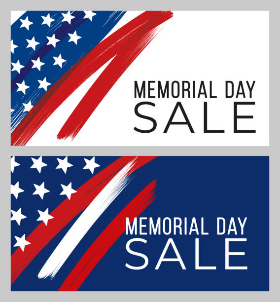 Memorial Day sale banner Memorial Day Sale design for advertising, banners, leaflets and flyers. - Illustration memorial day stock illustrations