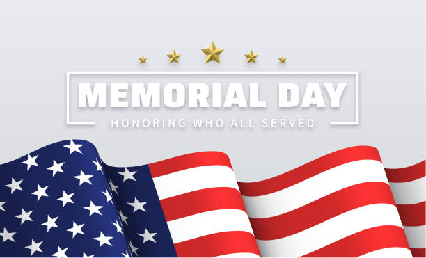 Memorial day. White greeting poster with USA flag. Memorial day. Honoring who all served. White greeting poster with USA flag. Vector illustration. american flag stock illustrations