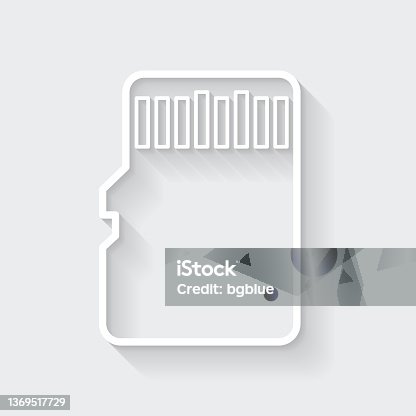 istock Memory card - Micros SD. Icon with long shadow on blank background - Flat Design 1369517729