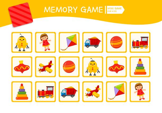 Memory game for preschool children vector art illustration