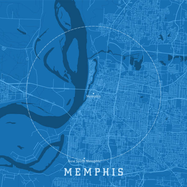 Memphis TN City Vector Road Map Blue Text vector art illustration