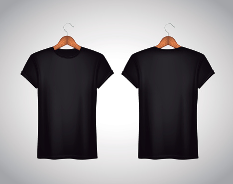 Download Men Black Tshirt Realistic Mockup Short Sleeve Tshirt Templa Stock Illustration - Download Image ...