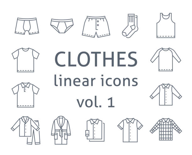 Men clothes simple flat line vector icons vector art illustration