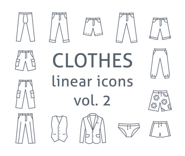 Men clothes simple flat line vector icons vector art illustration