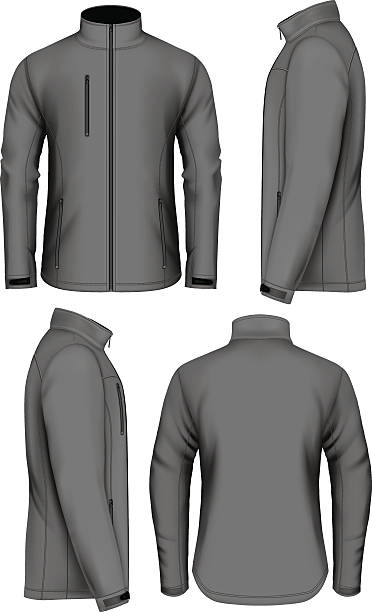 Men softshell jacket design template Men softshell jacket design template. Fully editable handmade mesh. Vector illustration. jacket stock illustrations