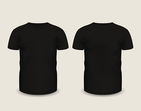 Download Mens Black Tshirt Short Sleeve Vector Template Stock Illustration - Download Image Now - iStock