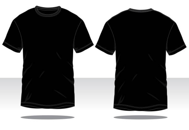 ilustrações de stock, clip art, desenhos animados e ícones de men's blackt-shirt vector - tshirt mockup