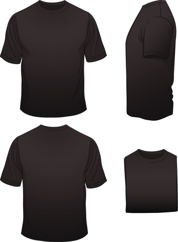 Men's Blank Black T-shirt in Four Views