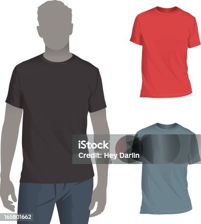 istock Men's Crewneck T-Shirt Mockup Template 165801662