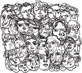 Square composition sketch of men's heads and faces. download includes a vector file (EPS8) and a high resolution .jpeg. Thanks for rating my work!  