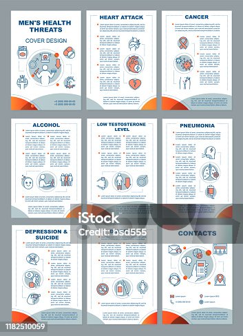 istock Men's health threats and risks brochure template layout 1182510059