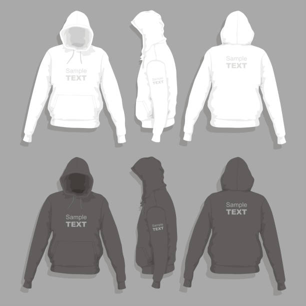 Men's hoodie design template Front, back and side views of men's hoodie t-shirt hoodie stock illustrations