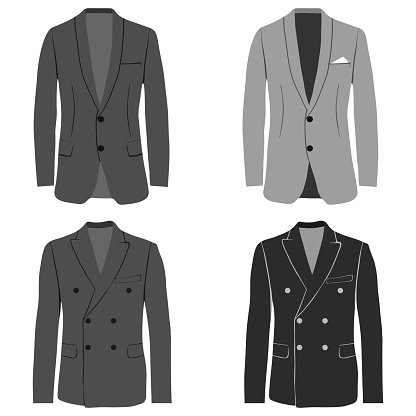 Men's jacket, double-breasted and single-breasted jacket, costume.