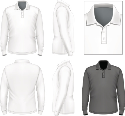 Men's long sleeve polo-shirt design template