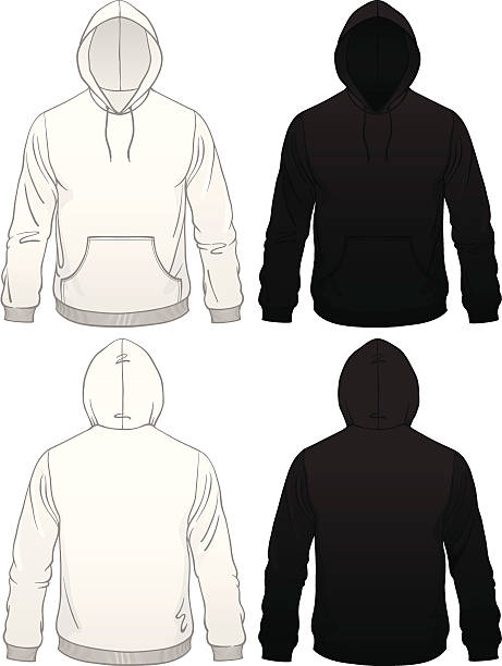 Men's Pullover Pocket Hoodie vector art illustration