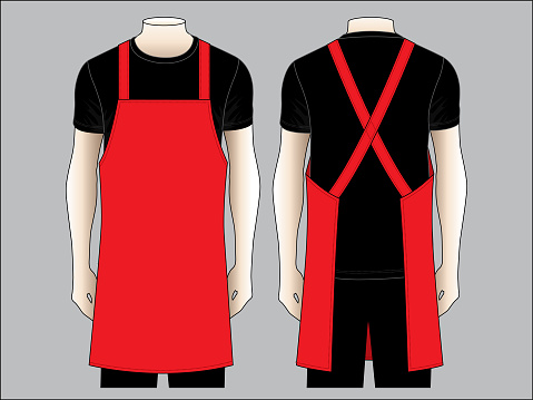 Men's Red Apron Vector for Template