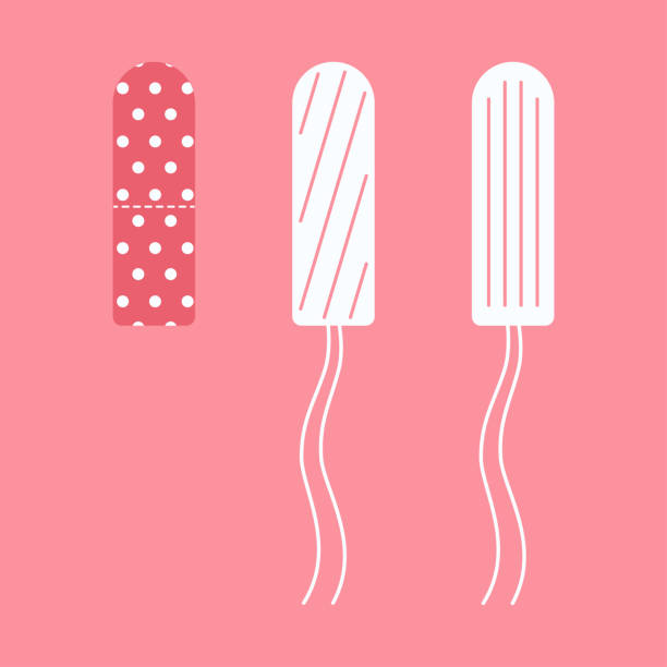 stockillustraties, clipart, cartoons en iconen met menstruele tampon vectorillustratie vlakke instellen geïsoleerde op achtergrond. - tampons