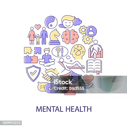 istock Mental health abstract color concept layout with headline 1309912223