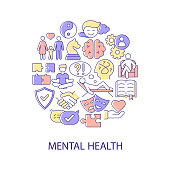 istock Mental health abstract color concept layout with headline 1309912223