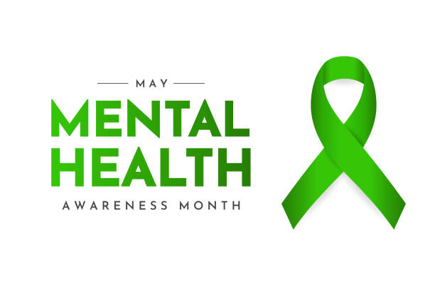 Mental Health Awareness Month card, May. Vector向量藝術插圖