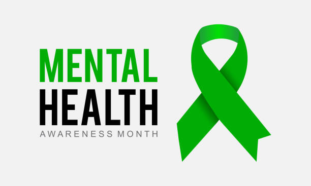 Mental Health Awareness Month. Health awareness concept vector template for banner, poster, card and background design.向量藝術插圖