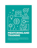 istock Mentoring and Training Concept Line Style Cover Design for Annual Report, Flyer, Brochure. 1130470532