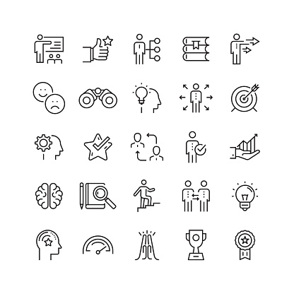 Mentoring and Training Related Vector Line Icons