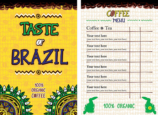 ilustrações de stock, clip art, desenhos animados e ícones de menu para o restaurante, café, bar, coffeehouse-sabor do brasil - cafe brasil