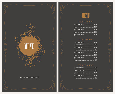 menu for the restaurant