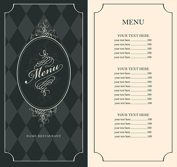 menu for the restaurant menu for the restaurant in retro Baroque style chess drawings stock illustrations