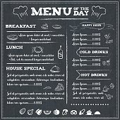 Illustration of a menu of the day in black and white to be edited
