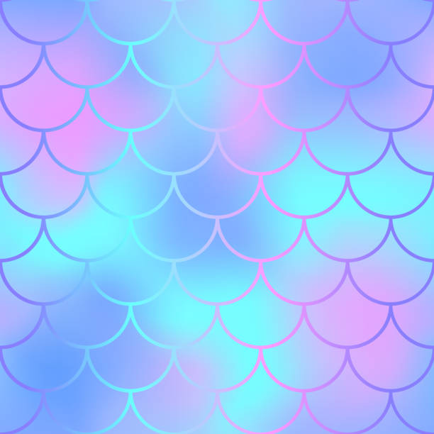 Mermaid seamless pattern. Magic fishscale seamless background vector art illustration