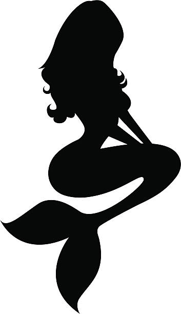 Mermaid silhouette vector art illustration