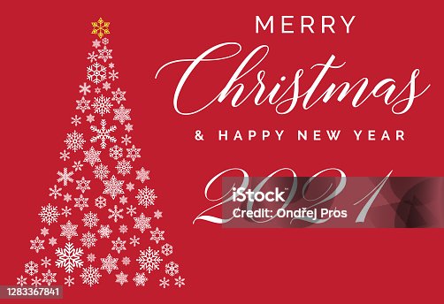 istock Merry Christmas and Happy New Year 2021 lettering template. Greeting card or invitation. Winter holidays related typograph 1283367841