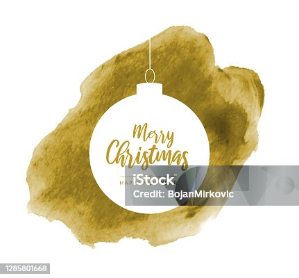 istock Merry Christmas and Happy New Year message on gold watercolor. Vector 1285801668