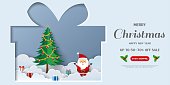 Merry Christmas and Happy new year sale banner background,paper cut style for advertisting,shopping online,website or promotion,vector illustration