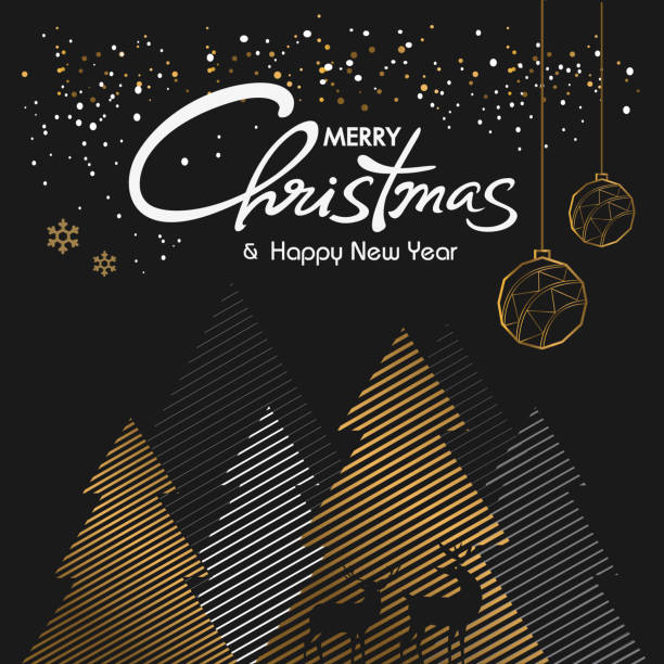 Merry christmas and Happy New Year vector design Merry christmas and Happy New Year 2019/2020 vector design, pine tree, pine forest holiday card stock illustrations