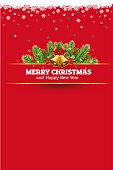 Christmas Greeting card with traditional decorations
