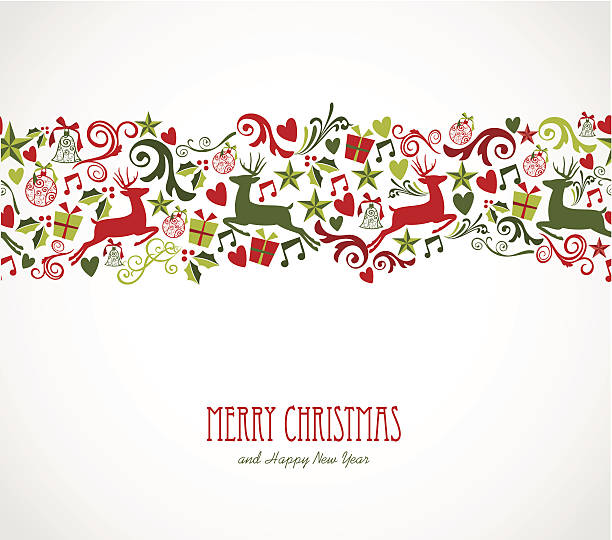 Merry Christmas decorations elements border. Merry Christmas decorations elements seamless pattern border. Vector file organized in layers for easy editing.. candy silhouettes stock illustrations