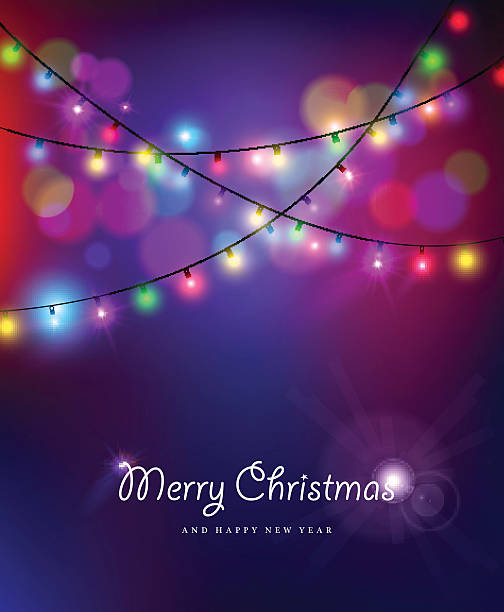 Merry christmas new year bokeh lights blur holiday Merry christmas happy new year card design with festive xmas lights and colorful blur bokeh elements in the background. Ideal for holiday greetings, web, or poster. EPS10 vector. happy new year card 2016 stock illustrations