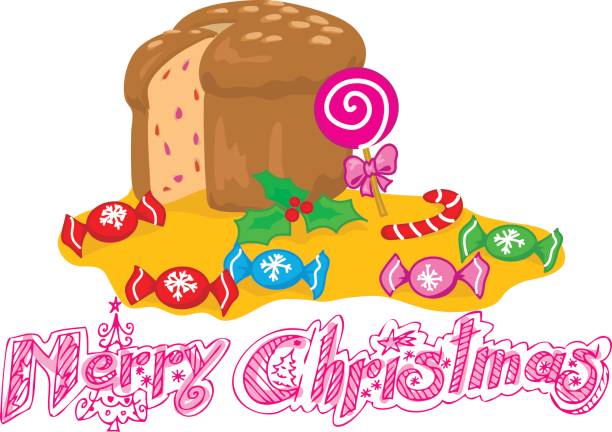 illustrazioni stock, clip art, cartoni animati e icone di tendenza di vettore dolci natalizi - panettone